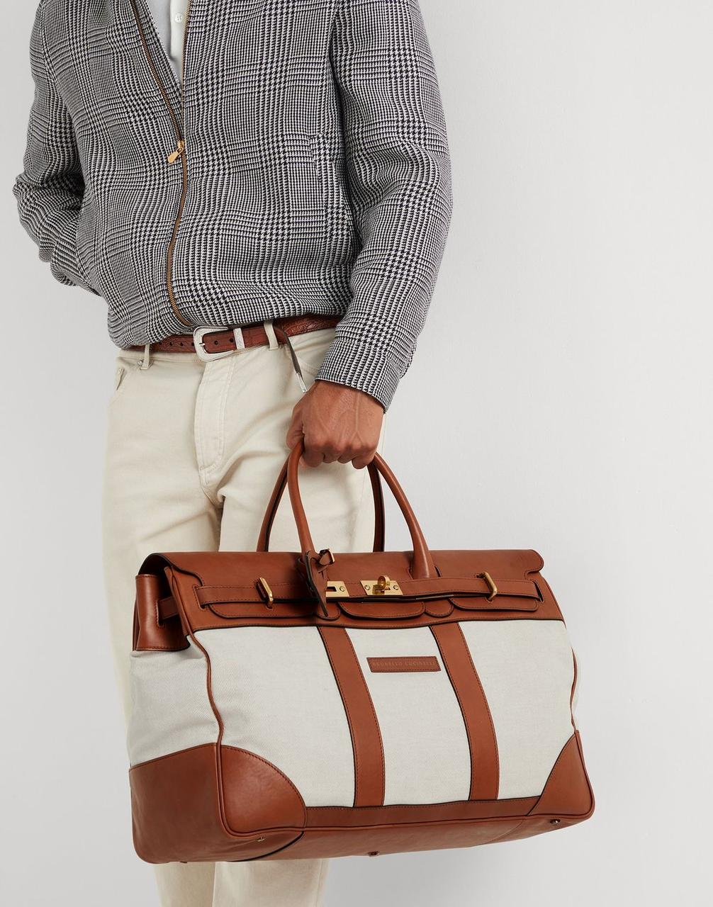 Sac de voyage luxe homme en cuir et toile Maison Riviera style old money élégant