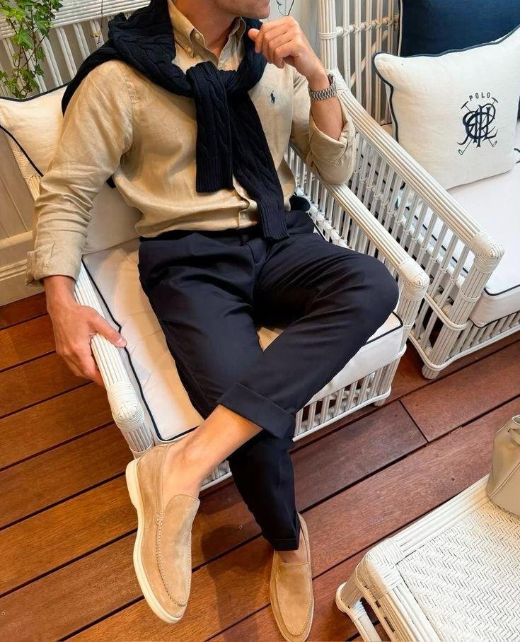 Mocassins daim homme luxe Maison Riviera style old money Riviera